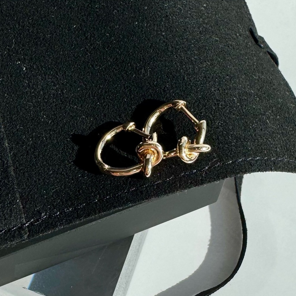 Dana Rebecca Designs Nana Bernice Knot Huggies in Yellow Gold